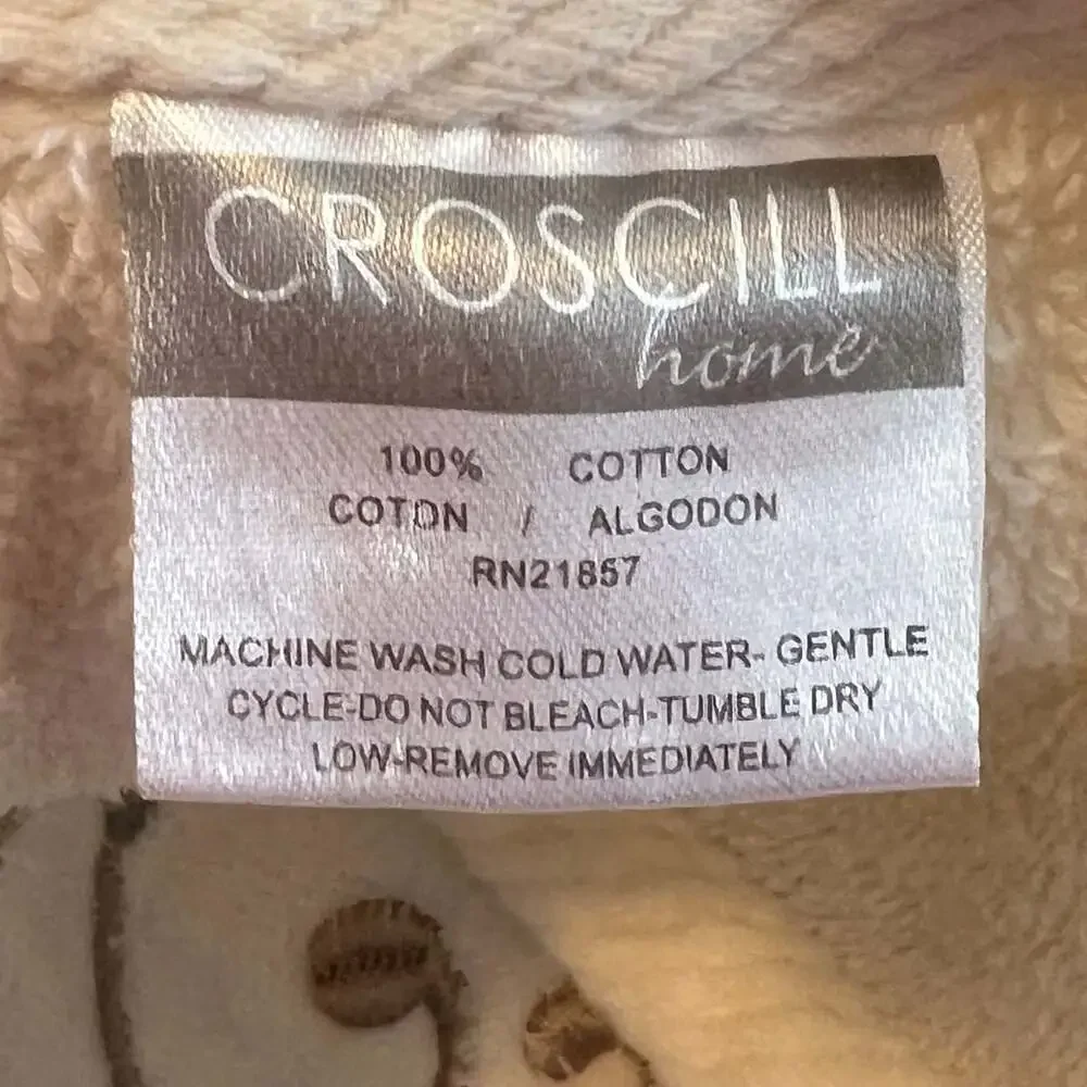 Croscill Home 3-Piece Embroidered Floral Scroll Towel Set - White, Mauve & Tan